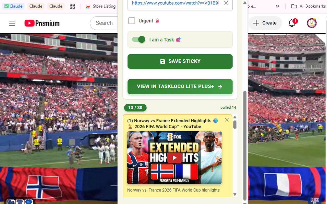 The Sticky Note Web Clipper saving a YouTube video as a note