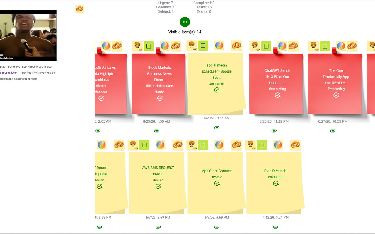 A wall of clipped pages saved as visual sticky notes