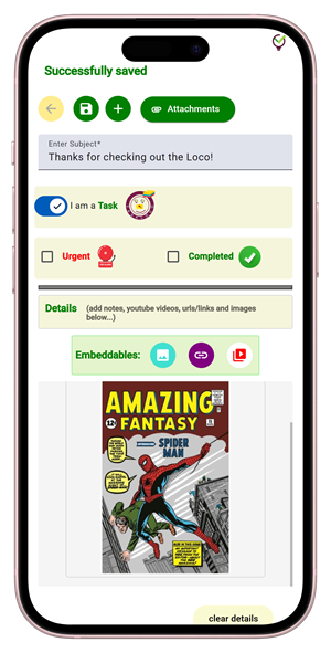 TaskLoco embed images