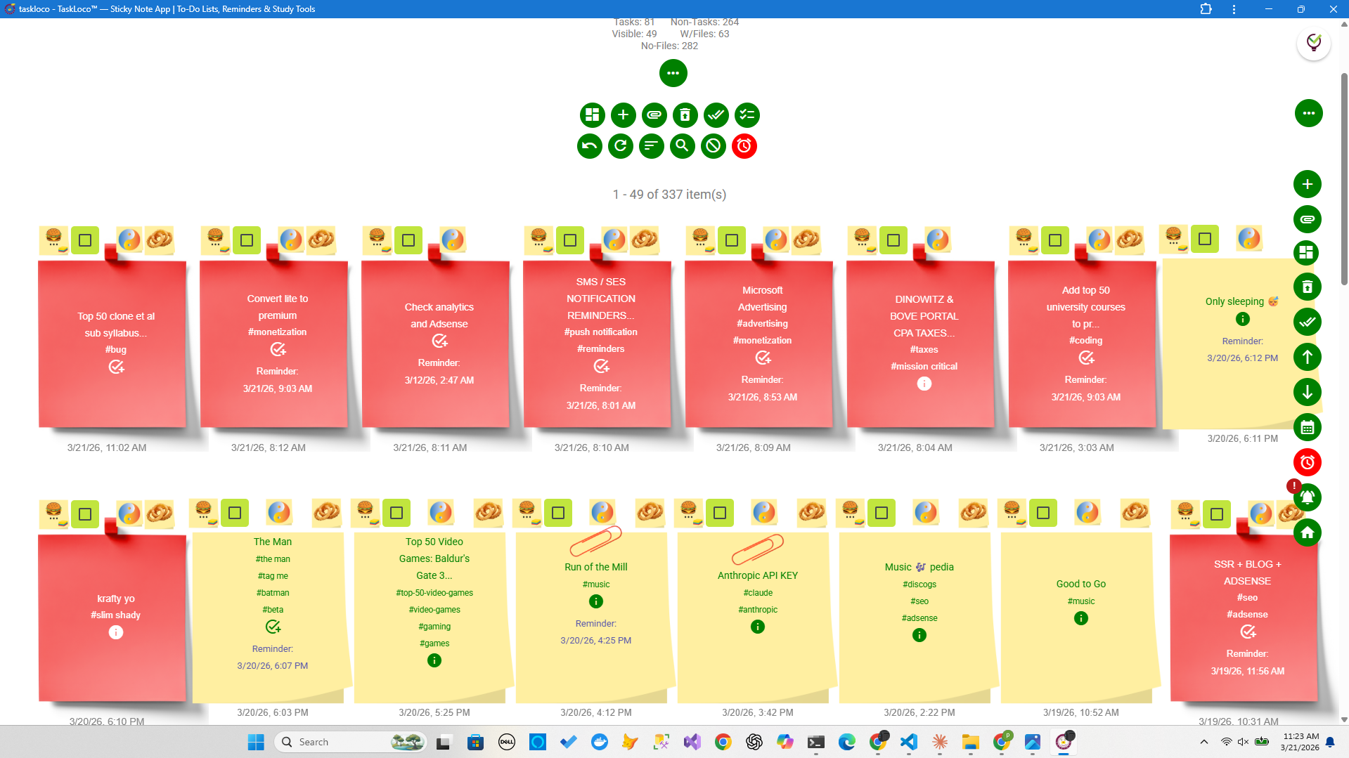 TaskLoco sticky note wall